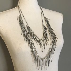 Dazzling Double Layered Fringe Statement Necklace